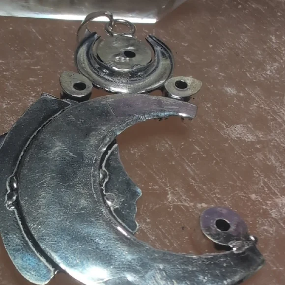 Mystical Silver Moon Pendant with Tanzanite Gemstones Accents - Picture 3 of 5